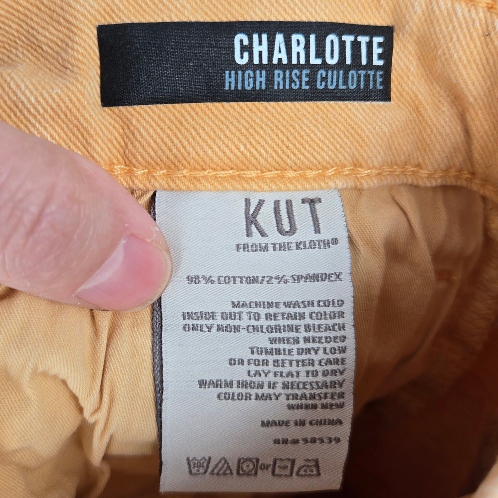 KUT from the Kloth Charlotte High Rise Wide Leg Crop Jeans Mustard Yellow Size 4 - Picture 5 of 10